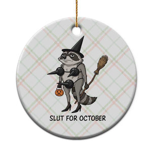 Funny Trashy Raccoon Witch Halloween Ceramic Ornament Slut For October