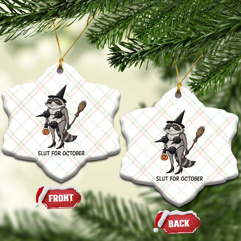 Funny Trashy Raccoon Witch Halloween Ceramic Ornament Slut For October