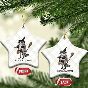 Funny Trashy Raccoon Witch Halloween Ceramic Ornament Slut For October