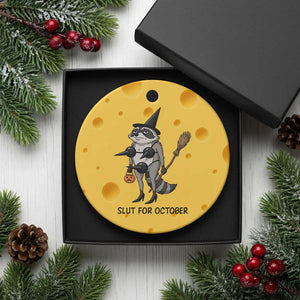 Funny Trashy Raccoon Witch Halloween Ceramic Ornament Slut For October