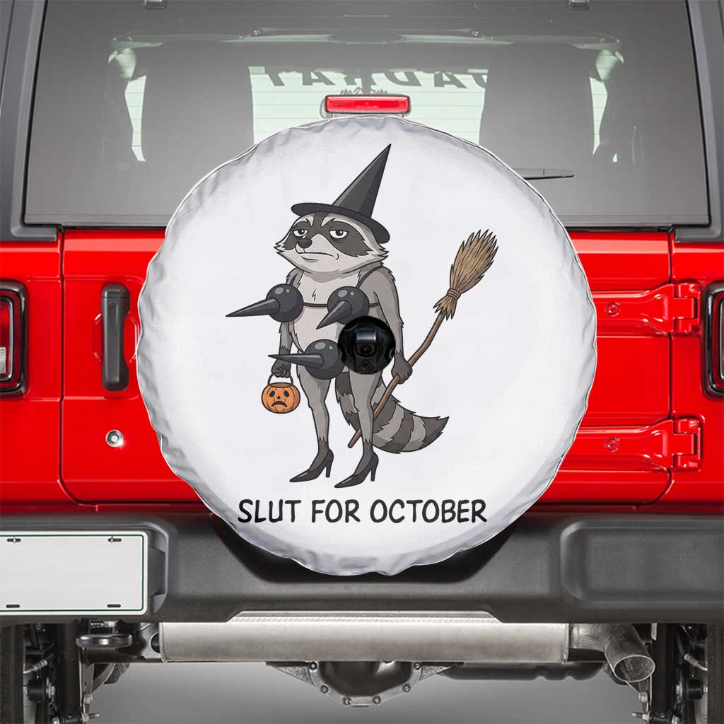 Funny Trashy Raccoon Witch Halloween Spare Tire Cover Slut For October