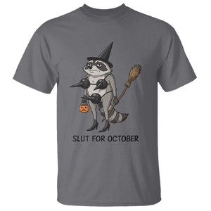 Funny Trashy Raccoon Witch Halloween T Shirt Slut For October