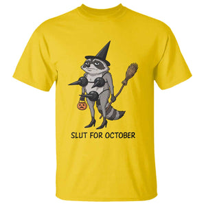 Funny Trashy Raccoon Witch Halloween T Shirt Slut For October