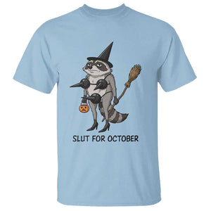 Funny Trashy Raccoon Witch Halloween T Shirt Slut For October