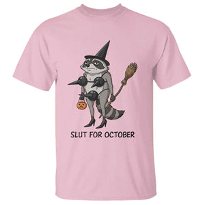 Funny Trashy Raccoon Witch Halloween T Shirt Slut For October