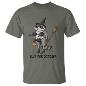 Funny Trashy Raccoon Witch Halloween T Shirt Slut For October