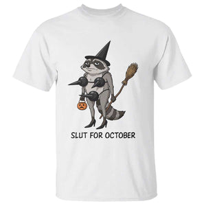 Funny Trashy Raccoon Witch Halloween T Shirt Slut For October