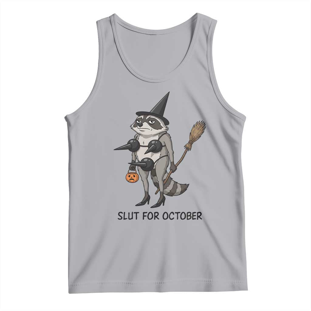 Funny Trashy Raccoon Witch Halloween Tank Top Slut For October