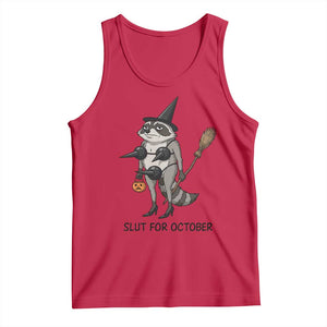 Funny Trashy Raccoon Witch Halloween Tank Top Slut For October