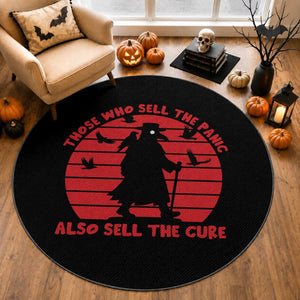 Vintage Plague Doctor Round Rug Those Who Sell The Panic Also Sell The Cure