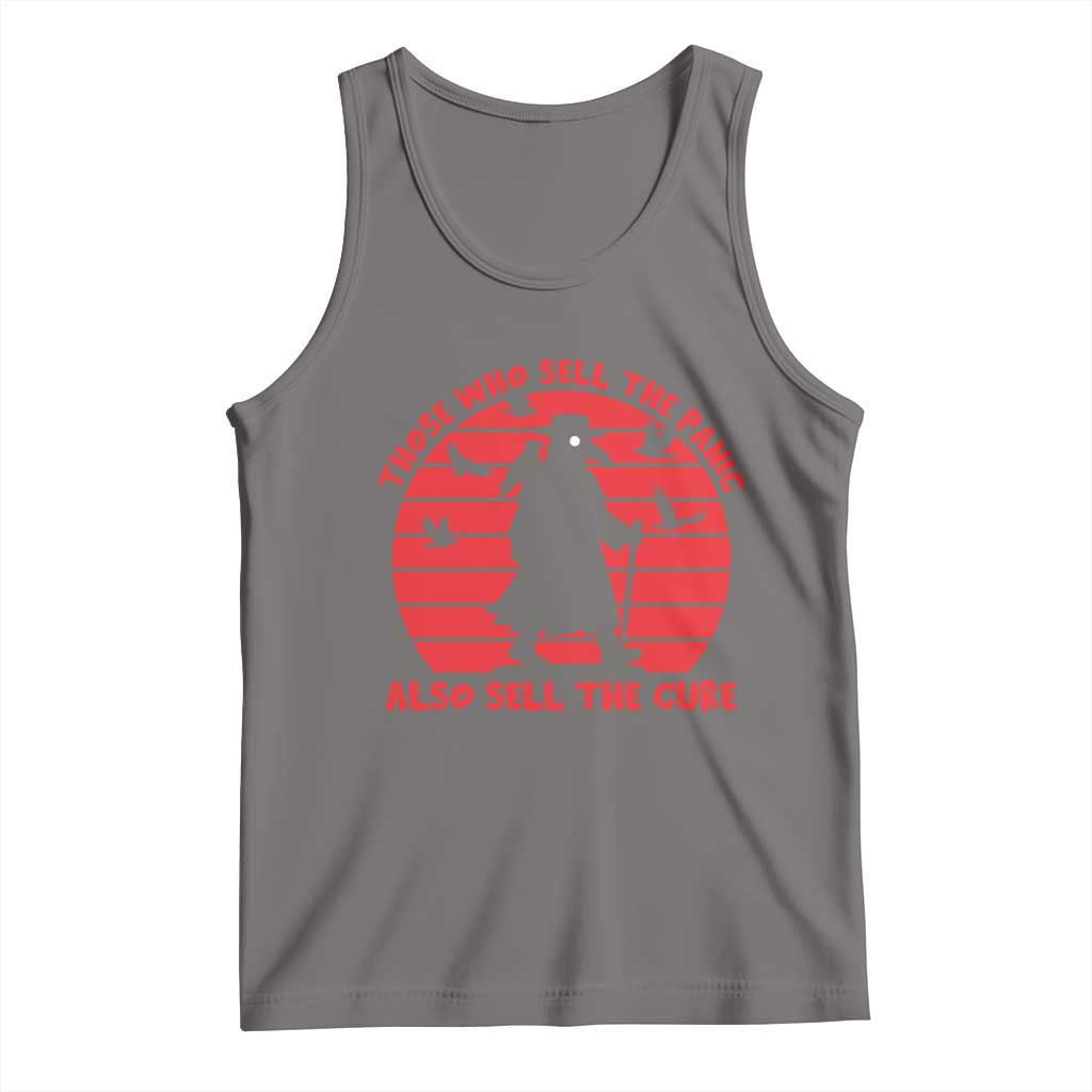 Vintage Plague Doctor Tank Top Those Who Sell The Panic Also Sell The Cure