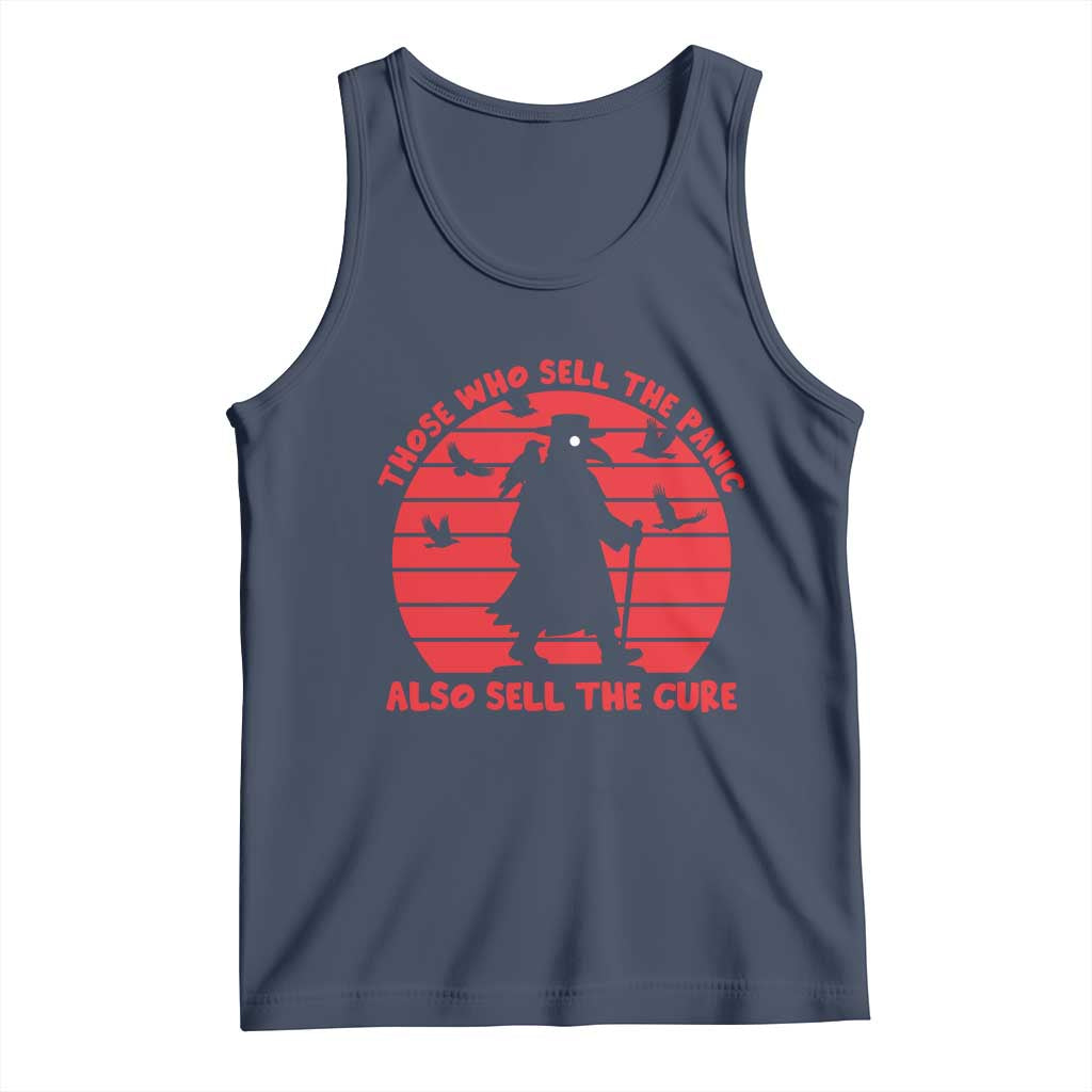 Vintage Plague Doctor Tank Top Those Who Sell The Panic Also Sell The Cure