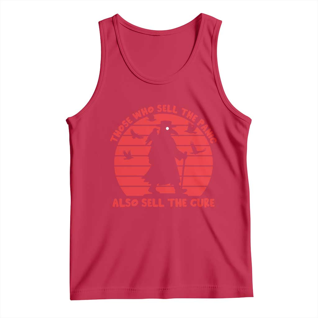 Vintage Plague Doctor Tank Top Those Who Sell The Panic Also Sell The Cure