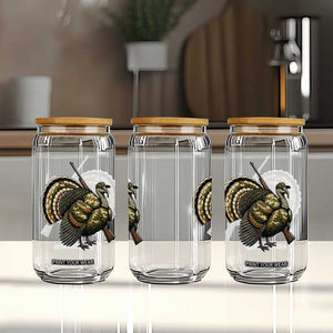 Funny Camo Turkey Hunter Rifle Gift Glass Can TS12 Print Your Wear