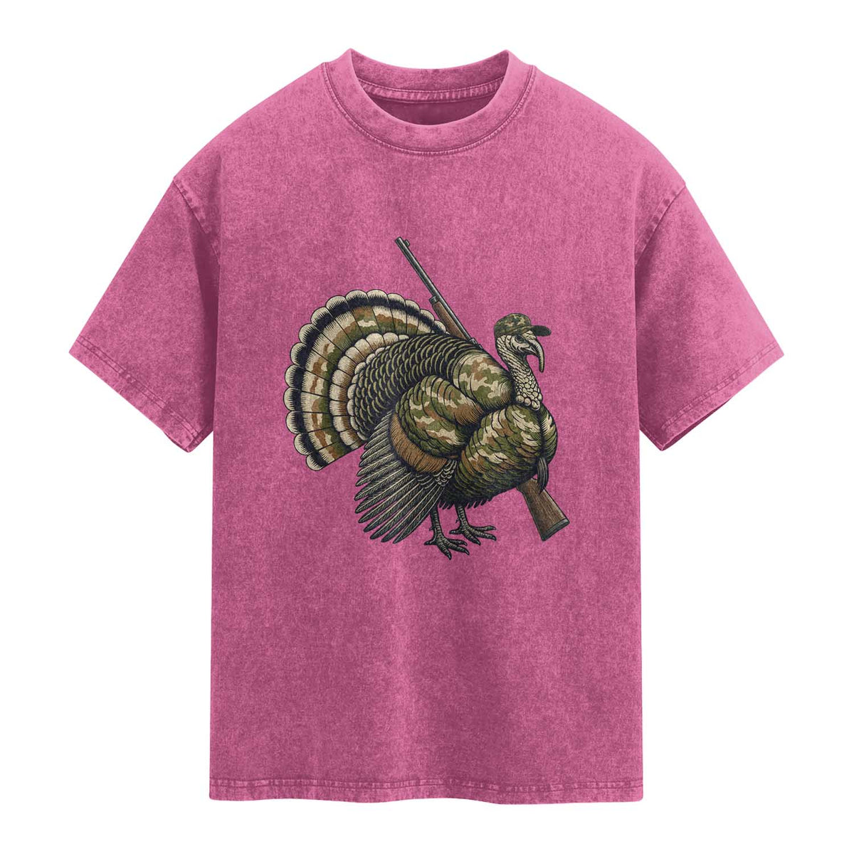 Funny Camo Turkey Hunter Rifle Gift Washed Cotton T-Shirt