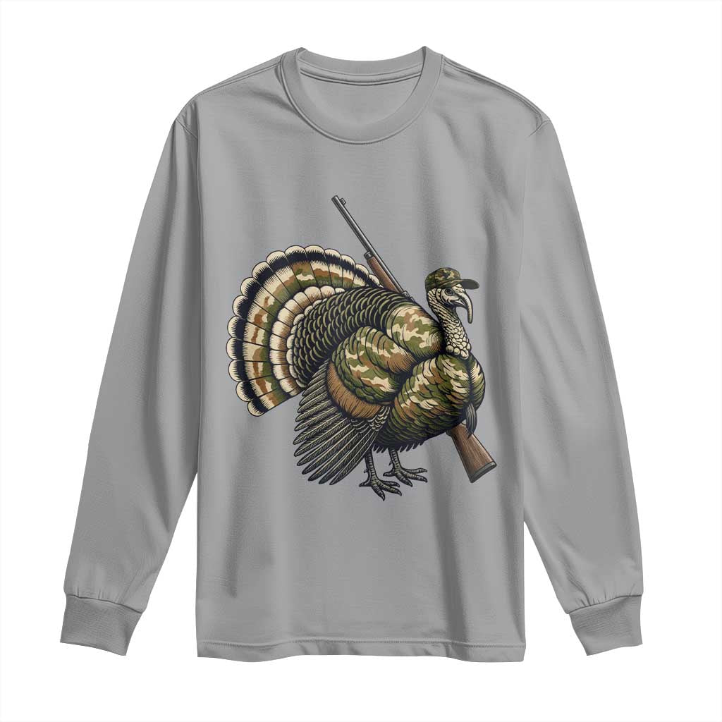 Funny Camo Turkey Hunter Rifle Gift Long Sleeve Shirt TS12 Sport Gray Print Your Wear