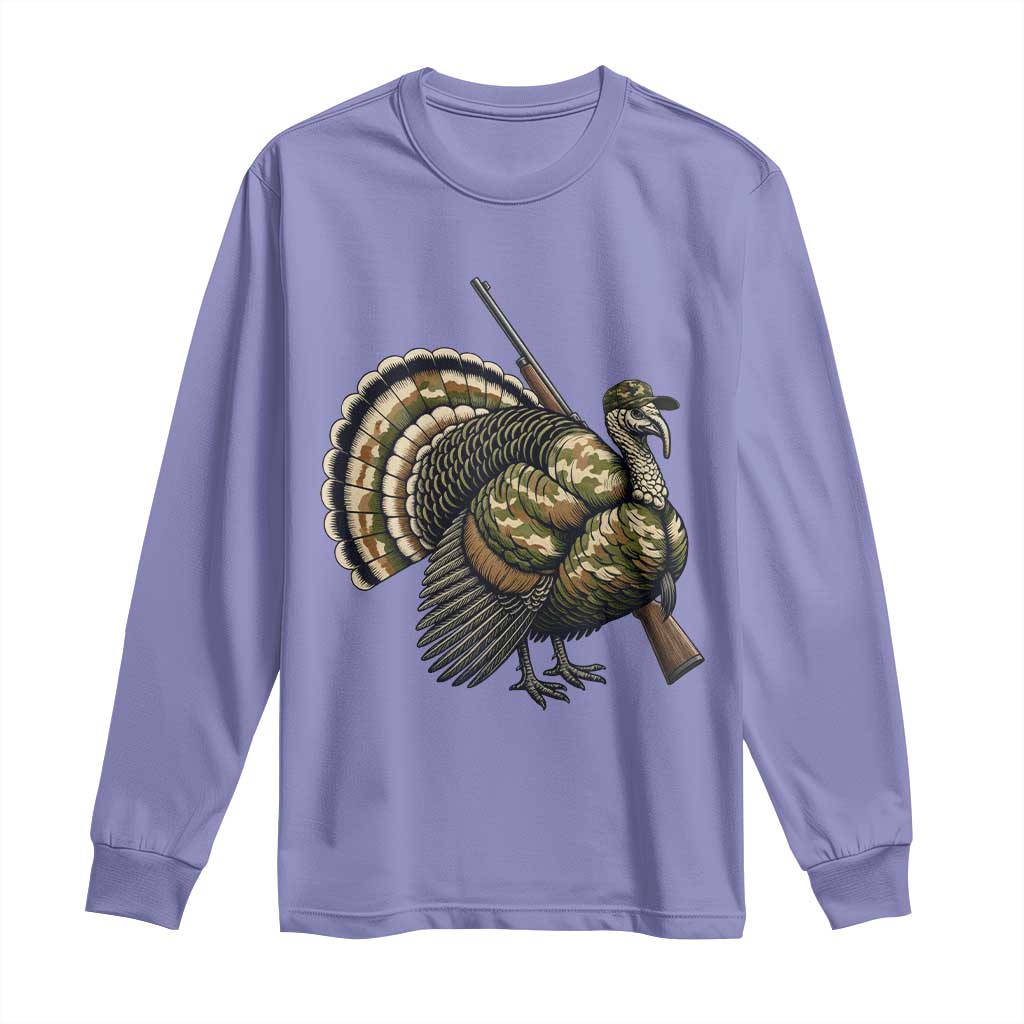 Funny Camo Turkey Hunter Rifle Gift Long Sleeve Shirt TS12 Violet Print Your Wear