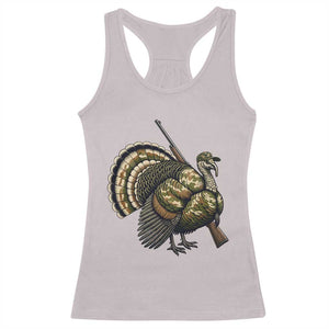 Funny Camo Turkey Hunter Rifle Gift Racerback Tank Top TS12 Ice Gray Print Your Wear