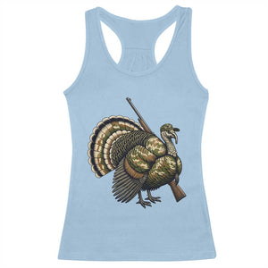 Funny Camo Turkey Hunter Rifle Gift Racerback Tank Top TS12 Light Blue Print Your Wear