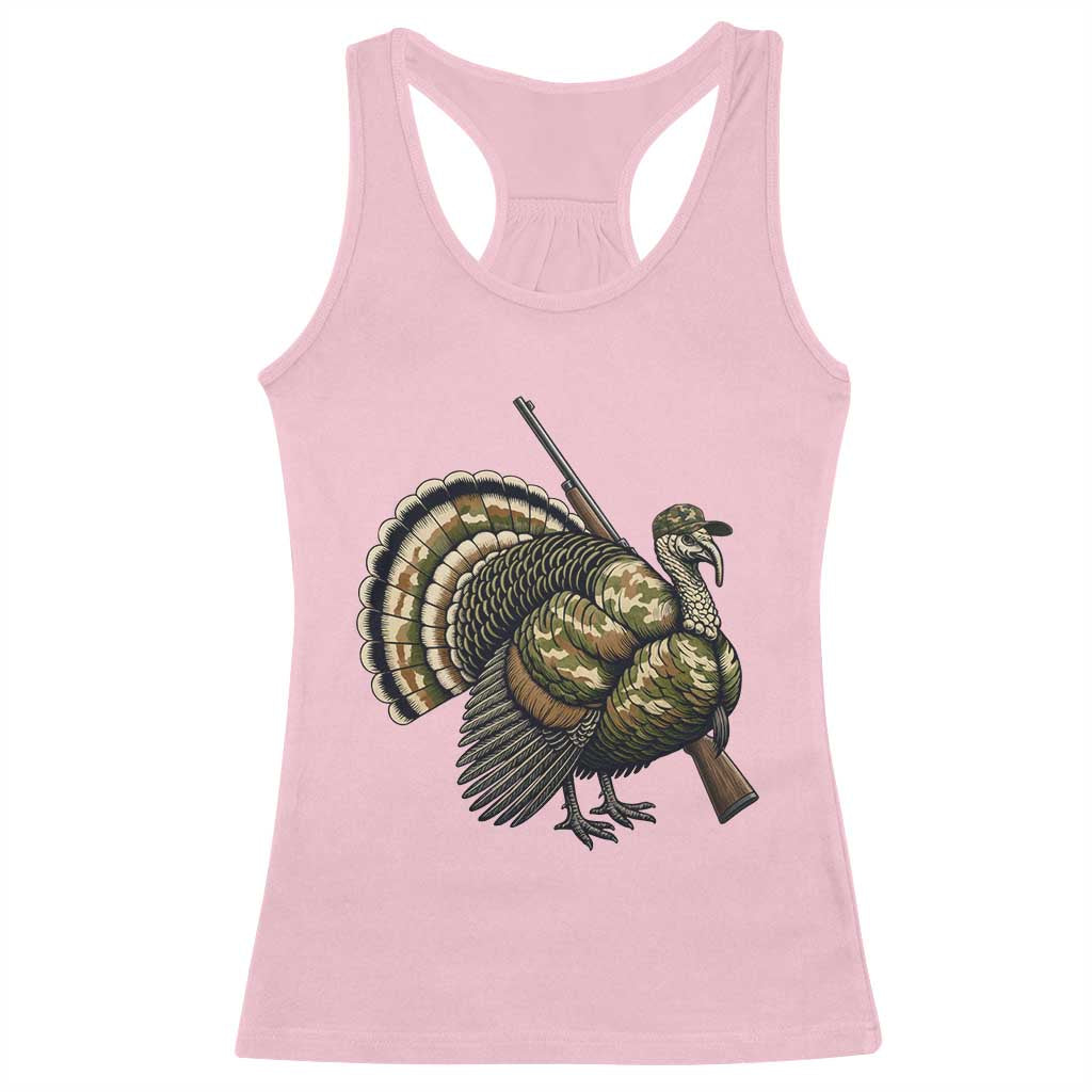 Funny Camo Turkey Hunter Rifle Gift Racerback Tank Top TS12 Light Pink Print Your Wear