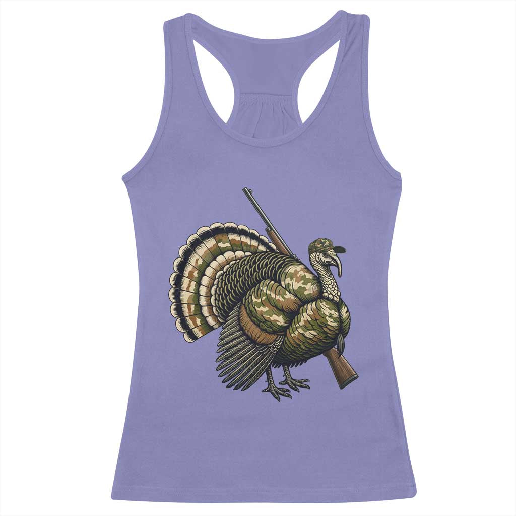 Funny Camo Turkey Hunter Rifle Gift Racerback Tank Top TS12 Violet Print Your Wear