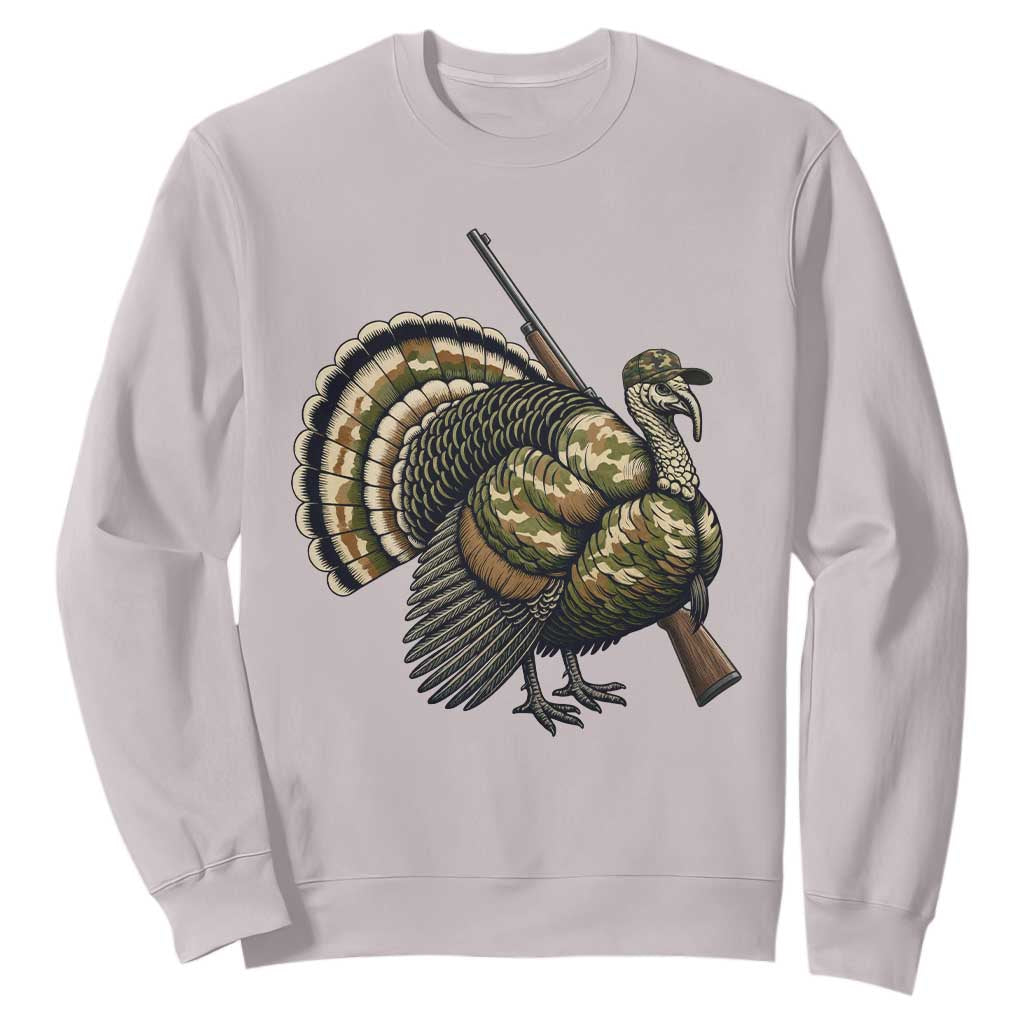 Funny Camo Turkey Hunter Rifle Gift Sweatshirt TS12 Ice Gray Print Your Wear