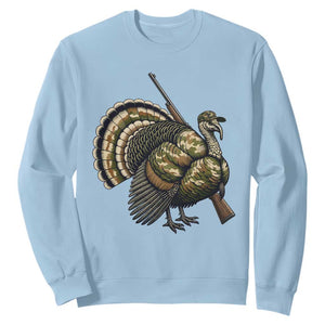 Funny Camo Turkey Hunter Rifle Gift Sweatshirt TS12 Light Blue Print Your Wear