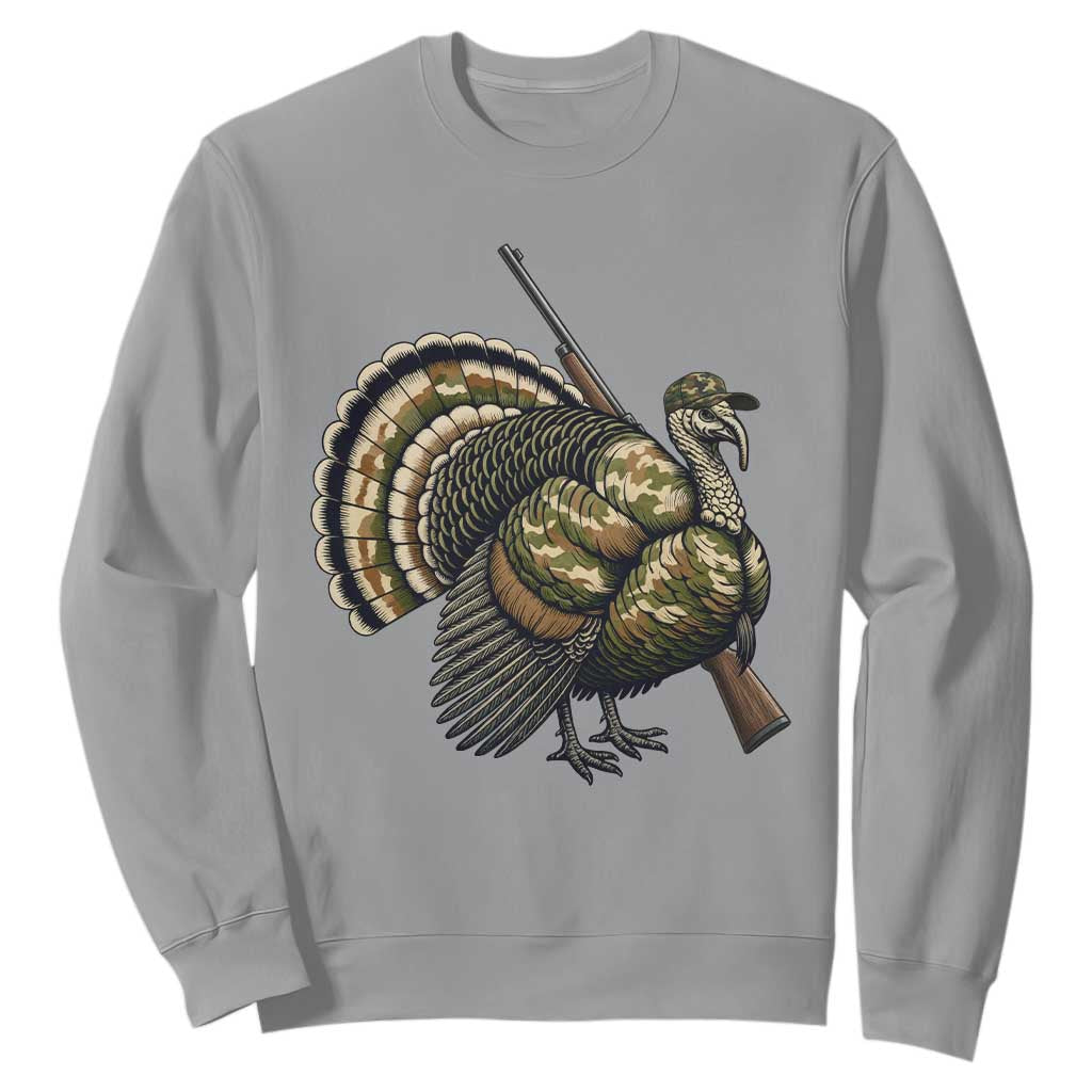 Funny Camo Turkey Hunter Rifle Gift Sweatshirt TS12 Sport Gray Print Your Wear