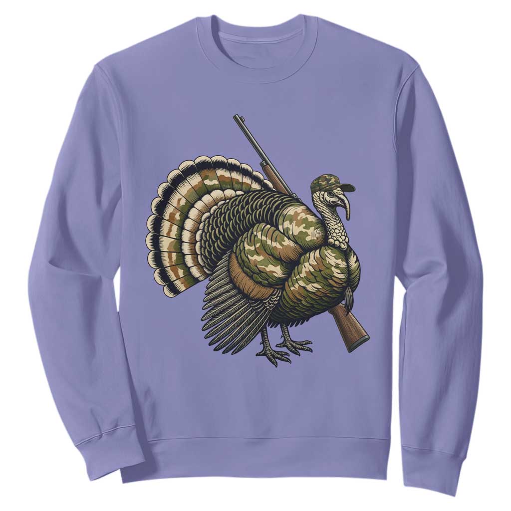 Funny Camo Turkey Hunter Rifle Gift Sweatshirt TS12 Violet Print Your Wear