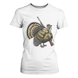 Funny Camo Turkey Hunter Rifle Gift T Shirt For Women TS12 White Print Your Wear