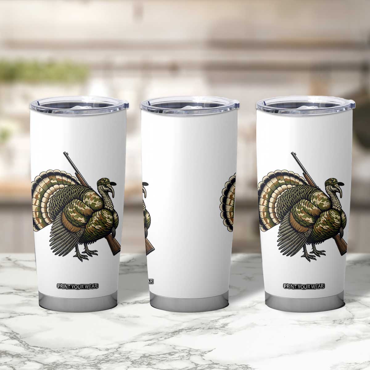 Funny Camo Turkey Hunter Rifle Gift Tumbler Cup TS12 Print Your Wear