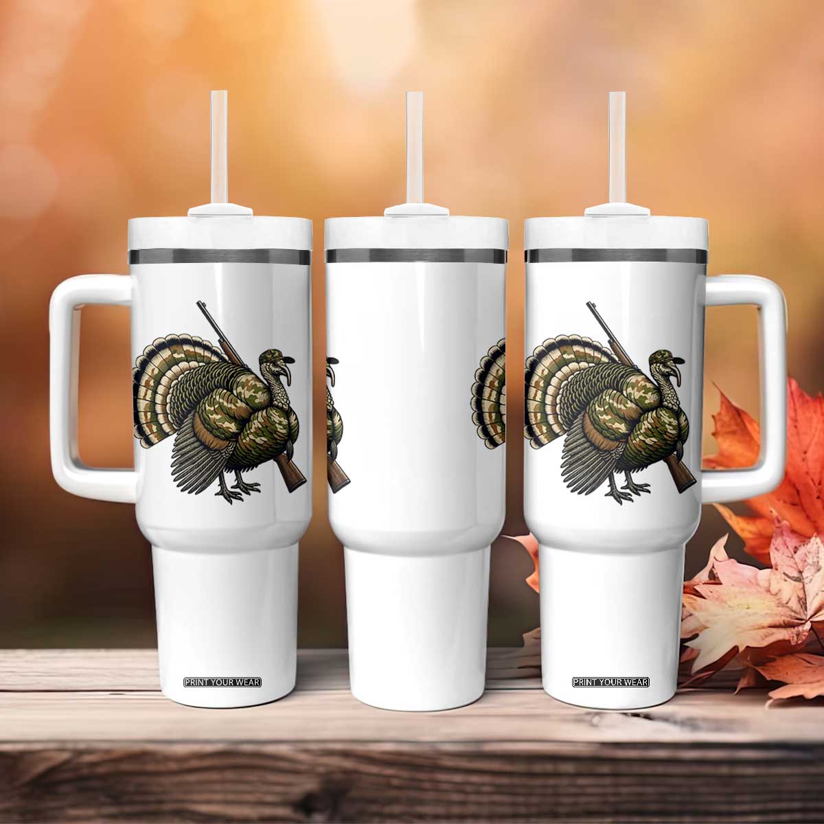 Funny Camo Turkey Hunter Rifle Gift Tumbler With Handle TS12 Print Your Wear