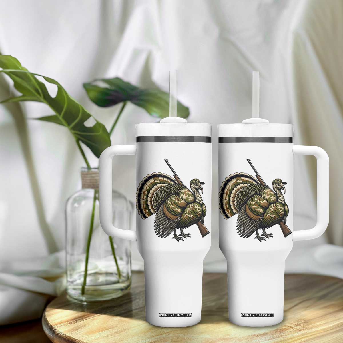 Funny Camo Turkey Hunter Rifle Gift Tumbler With Handle TS12 Print Your Wear