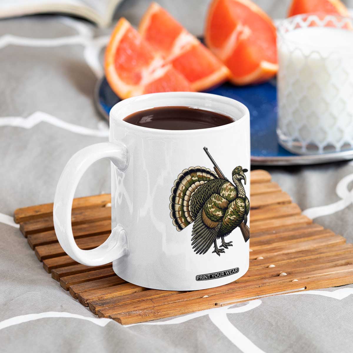 Funny Camo Turkey Hunter Rifle Gift Coffee Mug TS12 Print Your Wear