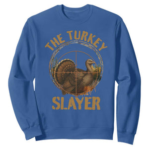 The Turkey Slayer Sweatshirt Funny Hunting Season Gift TS12 Royal Blue Print Your Wear