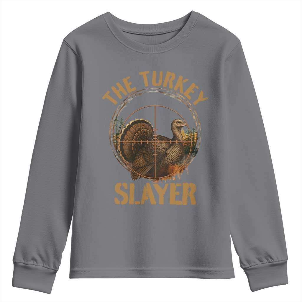 The Turkey Slayer Youth Sweatshirt Funny Hunting Season Gift TS12 Charcoal Print Your Wear