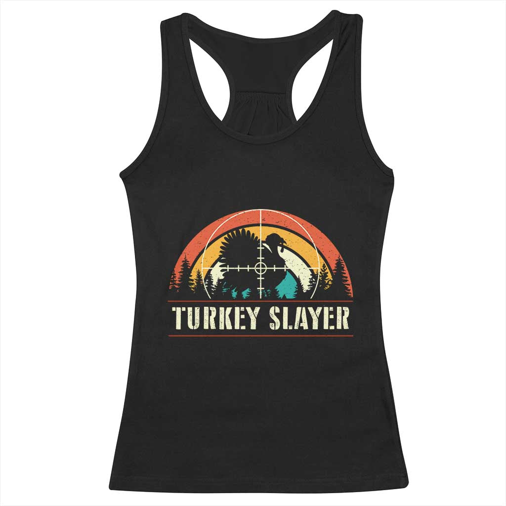 Turkey Slayer Racerback Tank Top Vintage Sunset Hunting Season Gift TS12 Black Print Your Wear