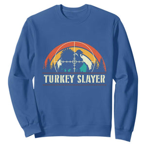 Turkey Slayer Sweatshirt Vintage Sunset Hunting Season Gift TS12 Royal Blue Print Your Wear
