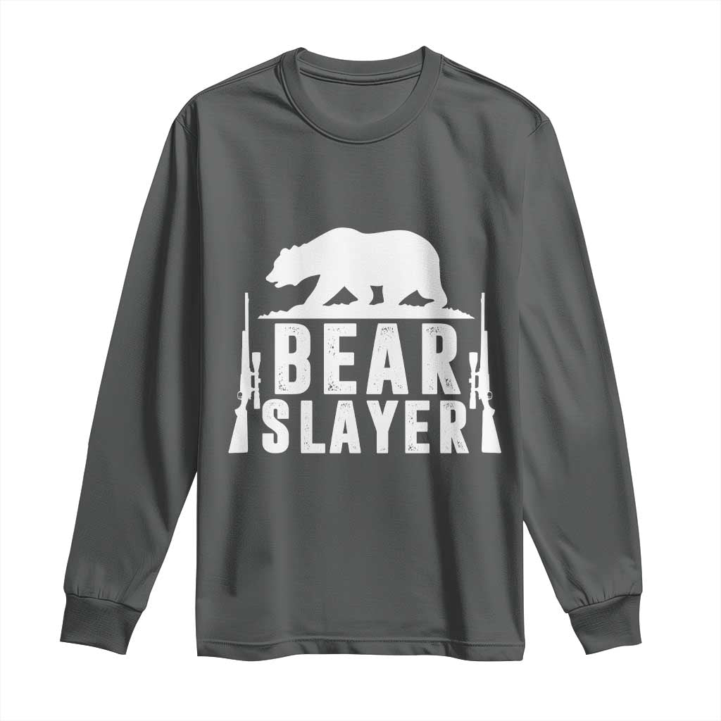 Bear Slayer Long Sleeve Shirt Hunting Season Gift TS12 Dark Heather Print Your Wear