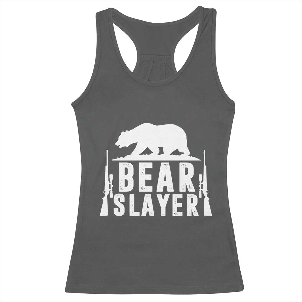 Bear Slayer Racerback Tank Top Hunting Season Gift TS12 Dark Heather Print Your Wear