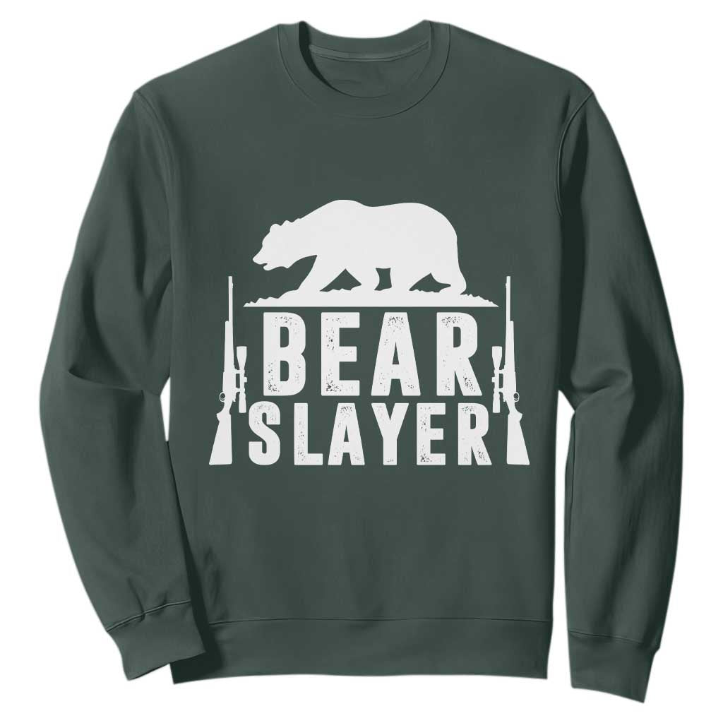 Bear Slayer Sweatshirt Hunting Season Gift TS12 Dark Forest Green Print Your Wear
