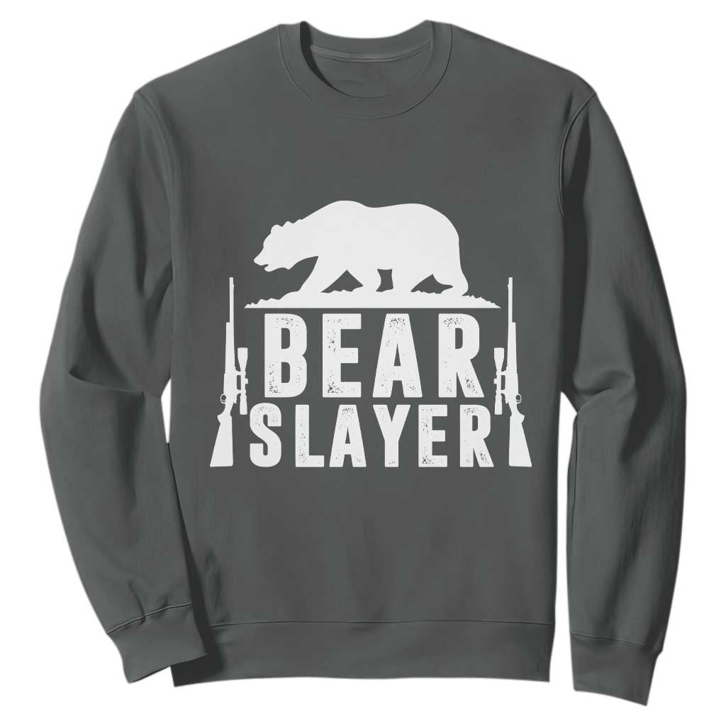 Bear Slayer Sweatshirt Hunting Season Gift TS12 Dark Heather Print Your Wear