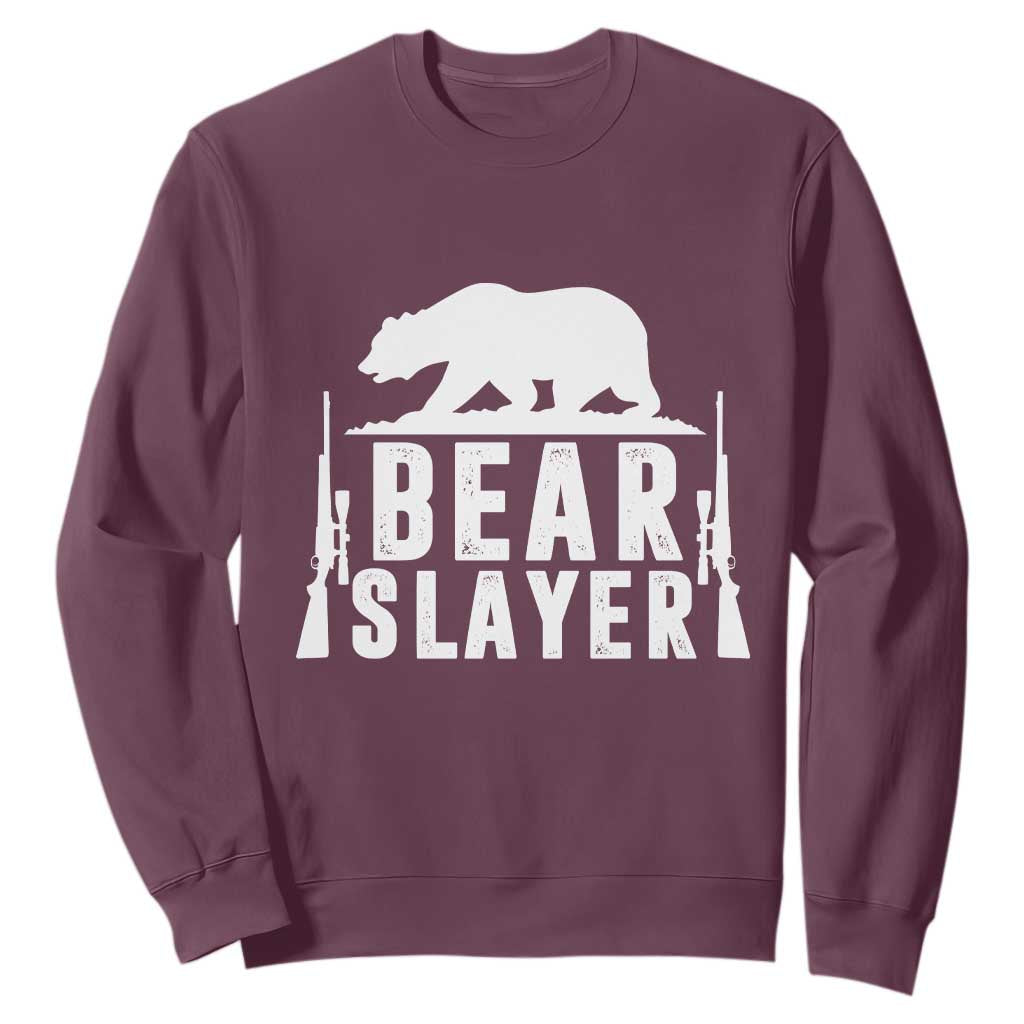 Bear Slayer Sweatshirt Hunting Season Gift TS12 Maroon Print Your Wear