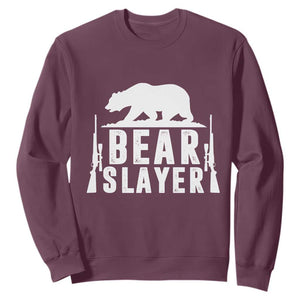 Bear Slayer Sweatshirt Hunting Season Gift TS12 Maroon Print Your Wear