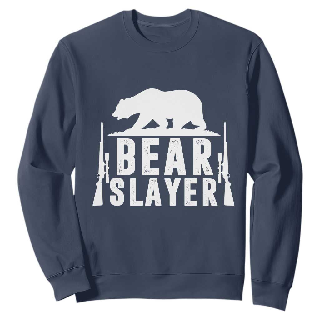 Bear Slayer Sweatshirt Hunting Season Gift TS12 Navy Print Your Wear