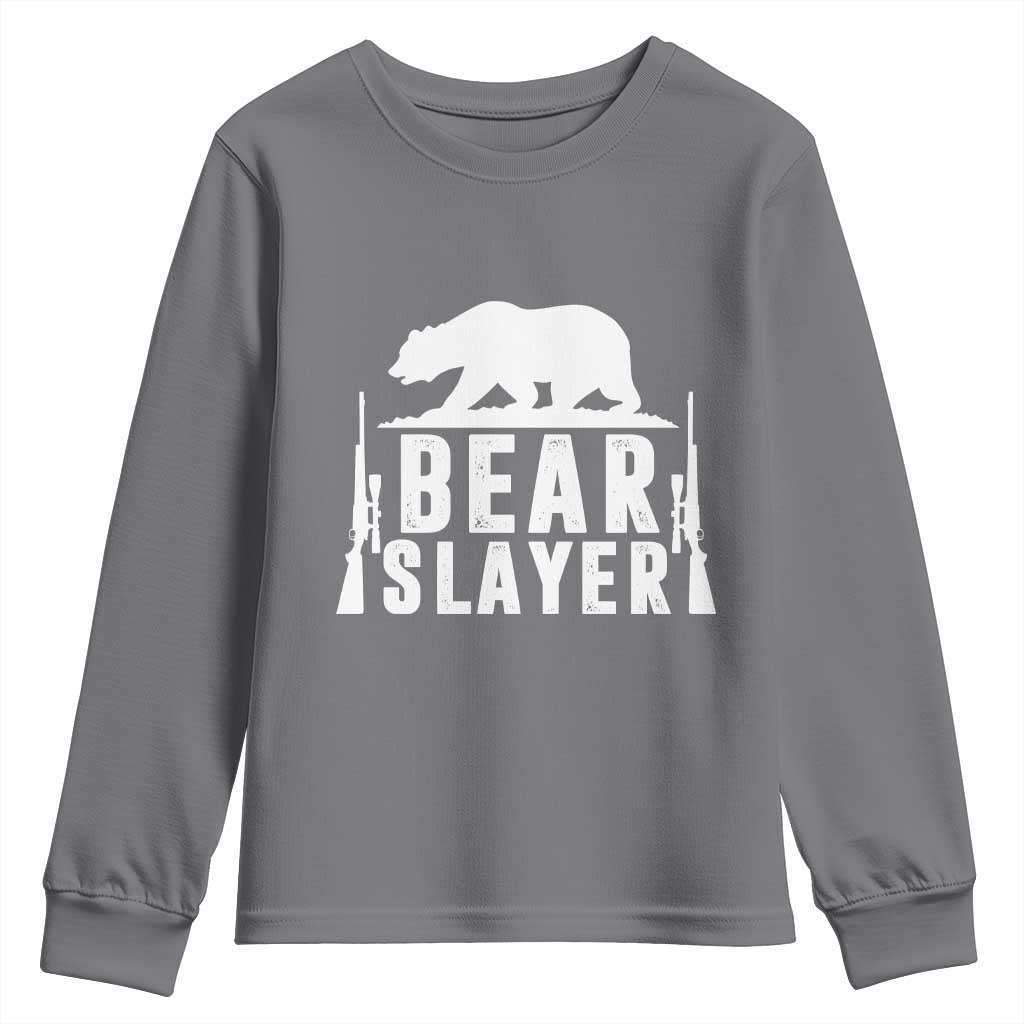 Bear Slayer Youth Sweatshirt Hunting Season Gift TS12 Charcoal Print Your Wear