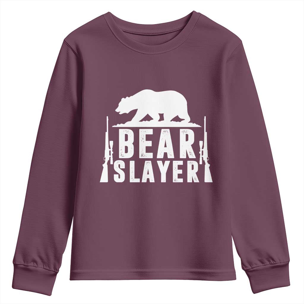 Bear Slayer Youth Sweatshirt Hunting Season Gift TS12 Maroon Print Your Wear