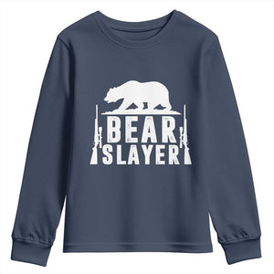Bear Slayer Youth Sweatshirt Hunting Season Gift TS12 Navy Print Your Wear