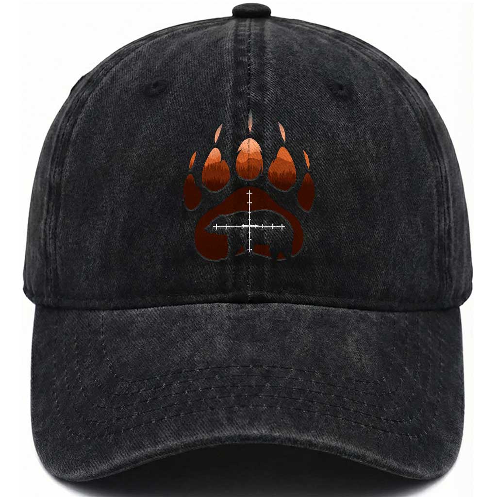 Big Game Bear Hunting Season Washed Cotton Baseball Cap Funny Hunter Gift TS12 Washed Cap Universal Fit Black Print Your Wear