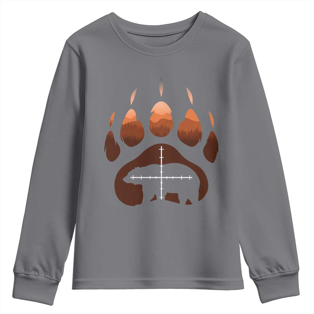 Big Game Bear Hunting Season Youth Sweatshirt Funny Hunter Gift TS12 Charcoal Print Your Wear